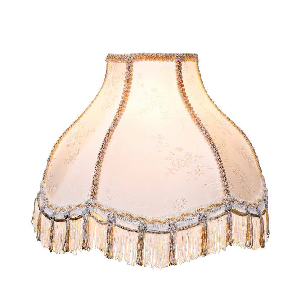 13 In. X 9.5 In. Ivory and Fringe Scallop Bell Lamp Shade