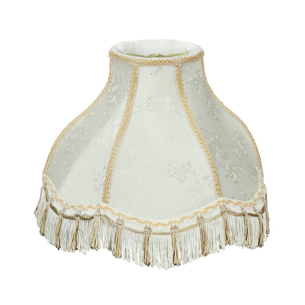 13 In. X 9.5 In. Ivory and Fringe Scallop Bell Lamp Shade